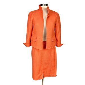 Talbots Womens Petite Orange 2 Piece Suit Skirt Jacket Jackie Fit size 10P